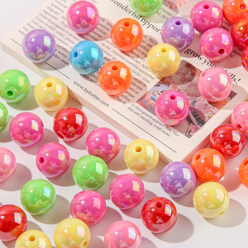 ANCADN 16mm Acrylic Beads Ab Color Beads Round Rainbow Color Beads Multicolor Acrylic Beads for DIY Jewelry Making (Rainbow) - Image 4